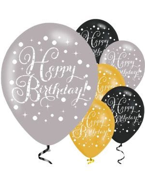 Sparkling Celebration Happy Birthday Balloons - 11&quot; Latex (6pk)