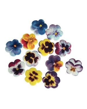 Edible Pansy Flowers Sugar Cake Decorations x60