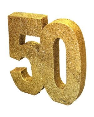 Age 50 Gold Glitter Table Decoration - 20cm
