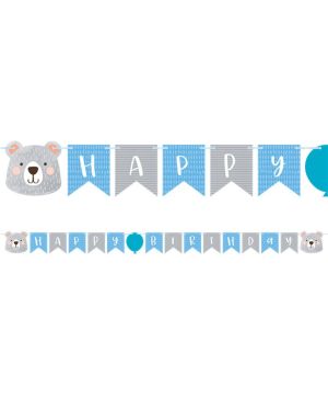 Birthday Bear Ribbon Banner with 1st Birthday Stickers - 1.9m