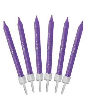 Purple Glitter Candles (12pk)