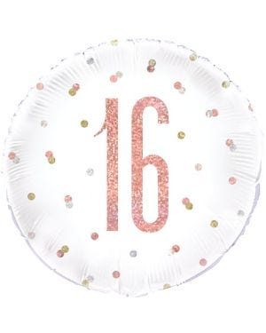 Rose Gold Glitz Number 16th Birthday Balloon - 18&quot; Foil