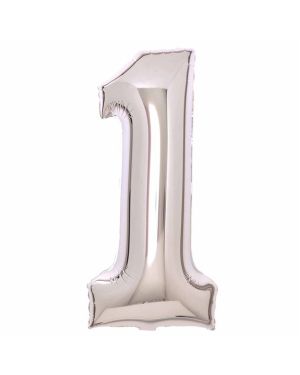 Number 1 Silver Foil Balloon - 34&quot;