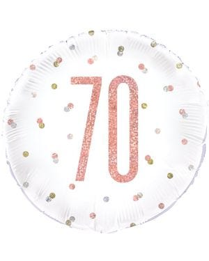 Rose Gold Glitz Number 70th Birthday Balloon - 18&quot; Foil