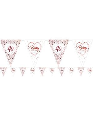 40th Ruby Wedding Anniversary Flag Bunting - 3.7m