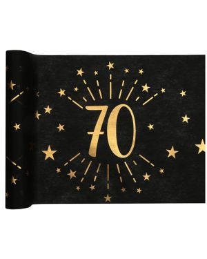 70th Black Metallic Fabric Table Runner - 5m
