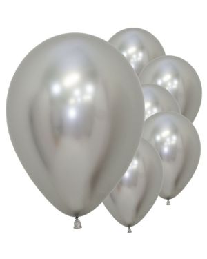 Silver Reflex Balloons - 12&quot; Latex (50pk)