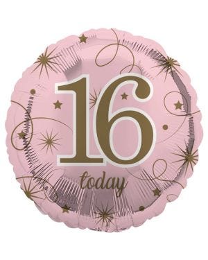 16th Pink Birthday Balloon - 18&quot; Foil