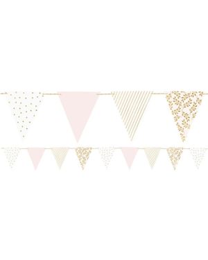 Gold &amp; Pink Patterned Paper Bunting -  2.1 m