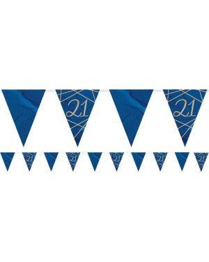 Navy &amp; Gold Geode 21st Birthday Paper Bunting - 3.7m