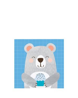 Birthday Bear Paper Beverage Napkins - 25cm (16pk)