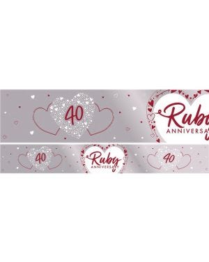 40th Ruby Wedding Anniversary Foil Banner - 2.74m