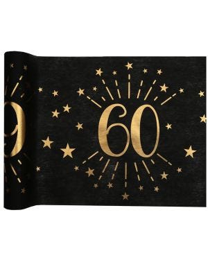 60th Black Metallic Fabric Table Runner - 5m