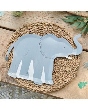 Let&#039;s Go Wild Elephant Paper Plate - 30cm (8pk)
