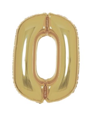 Number 0 White Gold Foil Balloon - 34&quot;