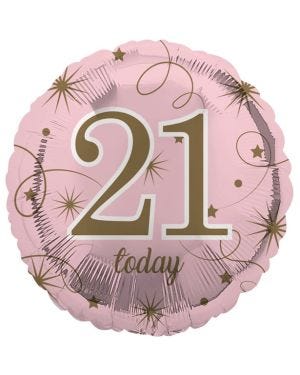 21st Pink Birthday Balloon - 18&quot; Foil