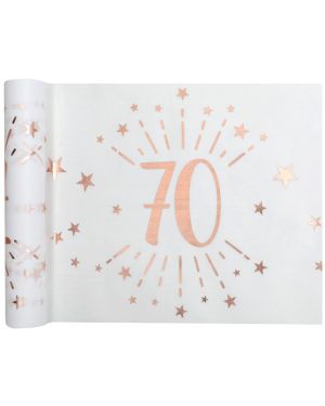 70th White Metallic Fabric Table Runner - 5m
