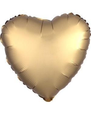 Gold Sateen Satin Luxe Heart Foil Balloon - 18&quot; Unpackaged
