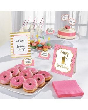 1st Bday Pink Buffet Decorating Kit (12pcs)