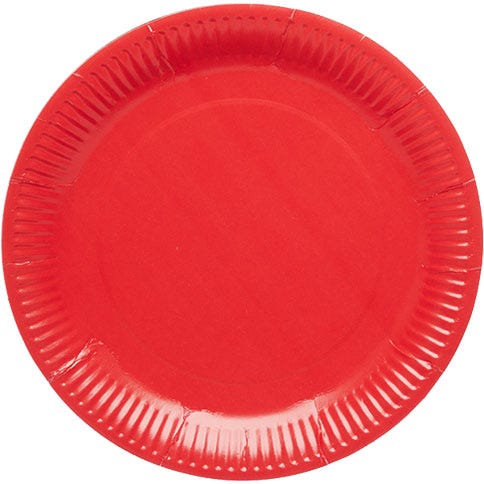 A red paper plate